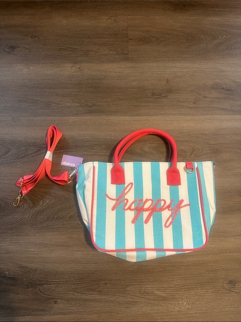 Claire's Striped 'Happy' Tote